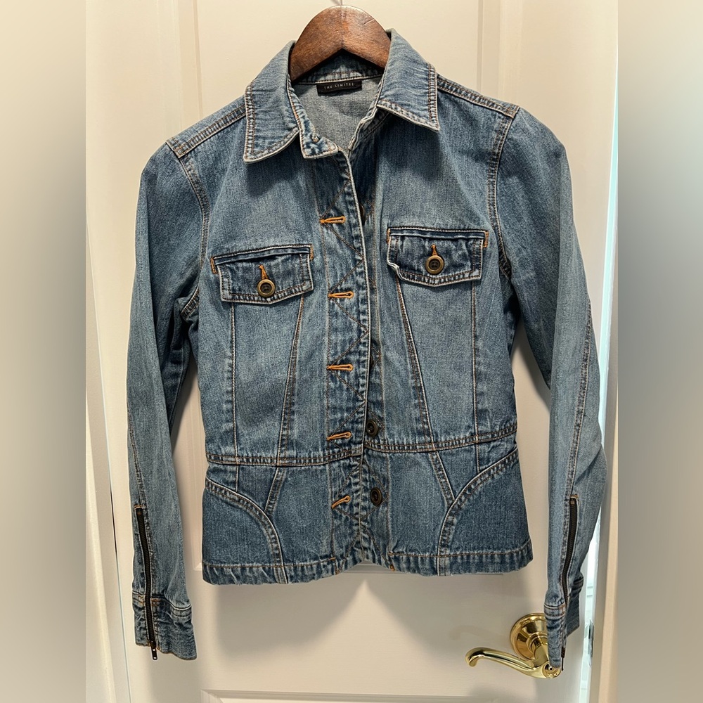 The Limited Vintage Y2K Fitted Denim Jacket Zippered Cuffs - XS/S EUC